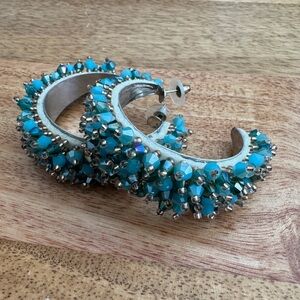 Turquoise Beaded Hoop Earrings